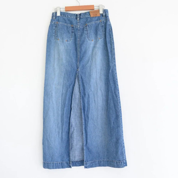 Vintage Tommy Hilfiger Tommy Jeans Mid Wash Back Slit Blue Denim Skirt 3 - Picture 6 of 13